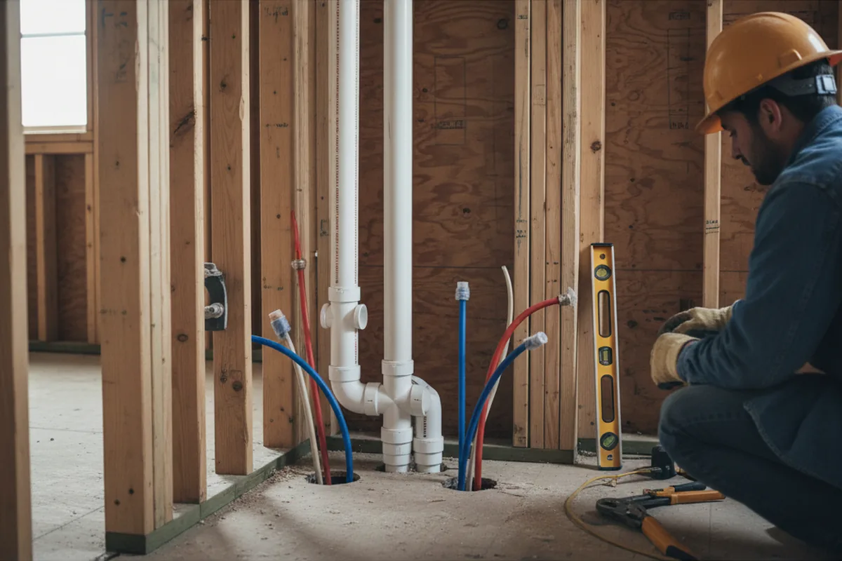Drain and supply rough-in during Garbage Disposal Repair in Atkinson