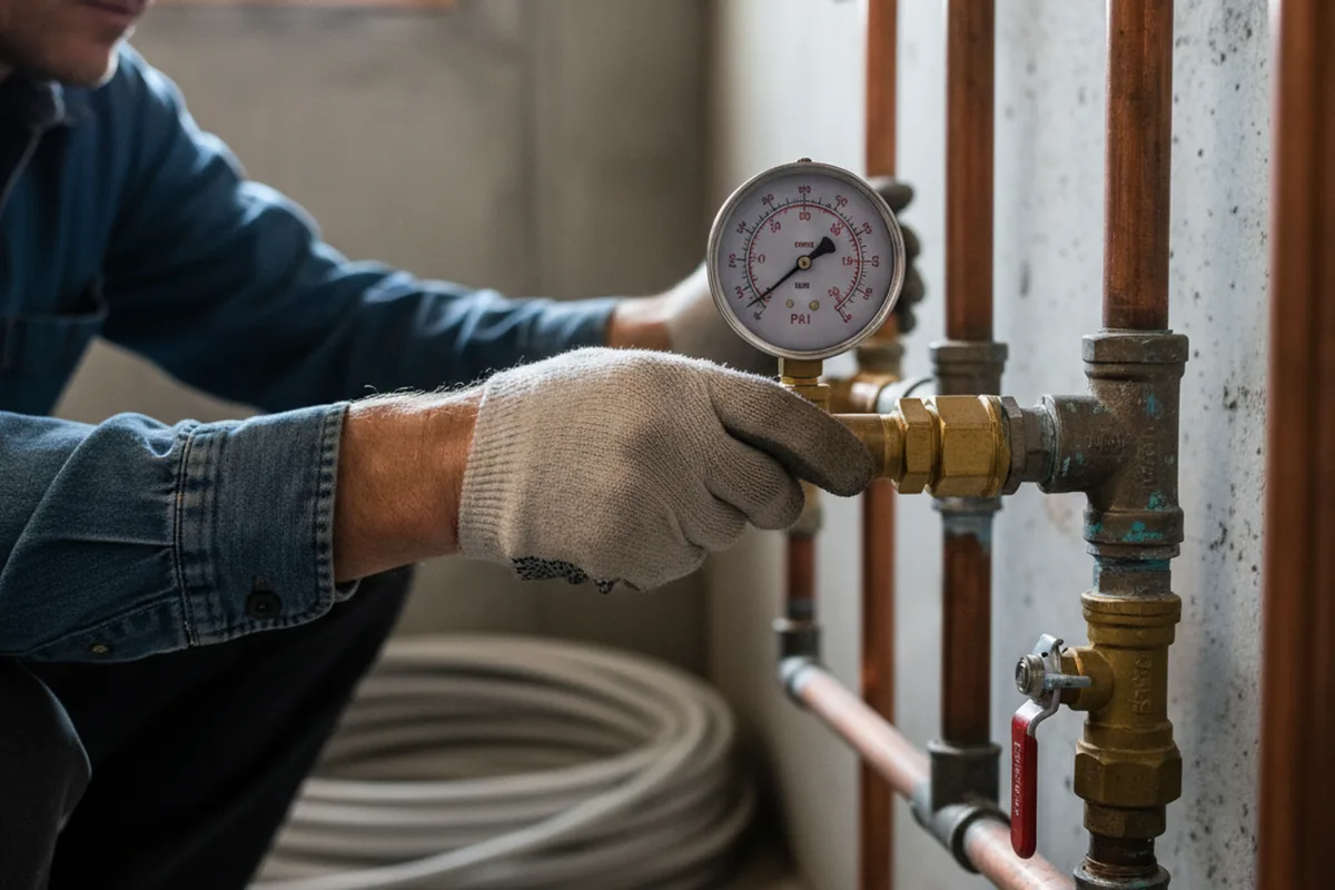 Pressure testing a repaired line during Water Line Repair in Atkinson